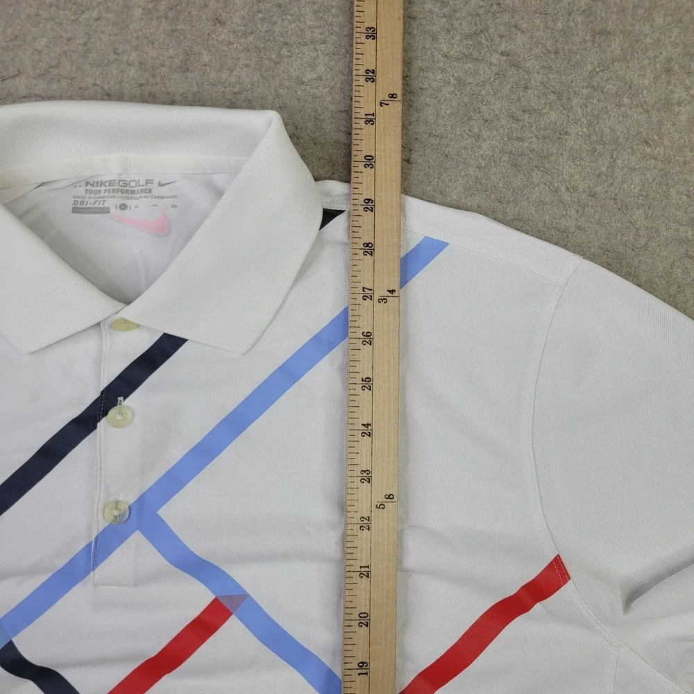 Nike Golf Tour Performance Polo Shirt Mens XL White Geometric Short Sleeve